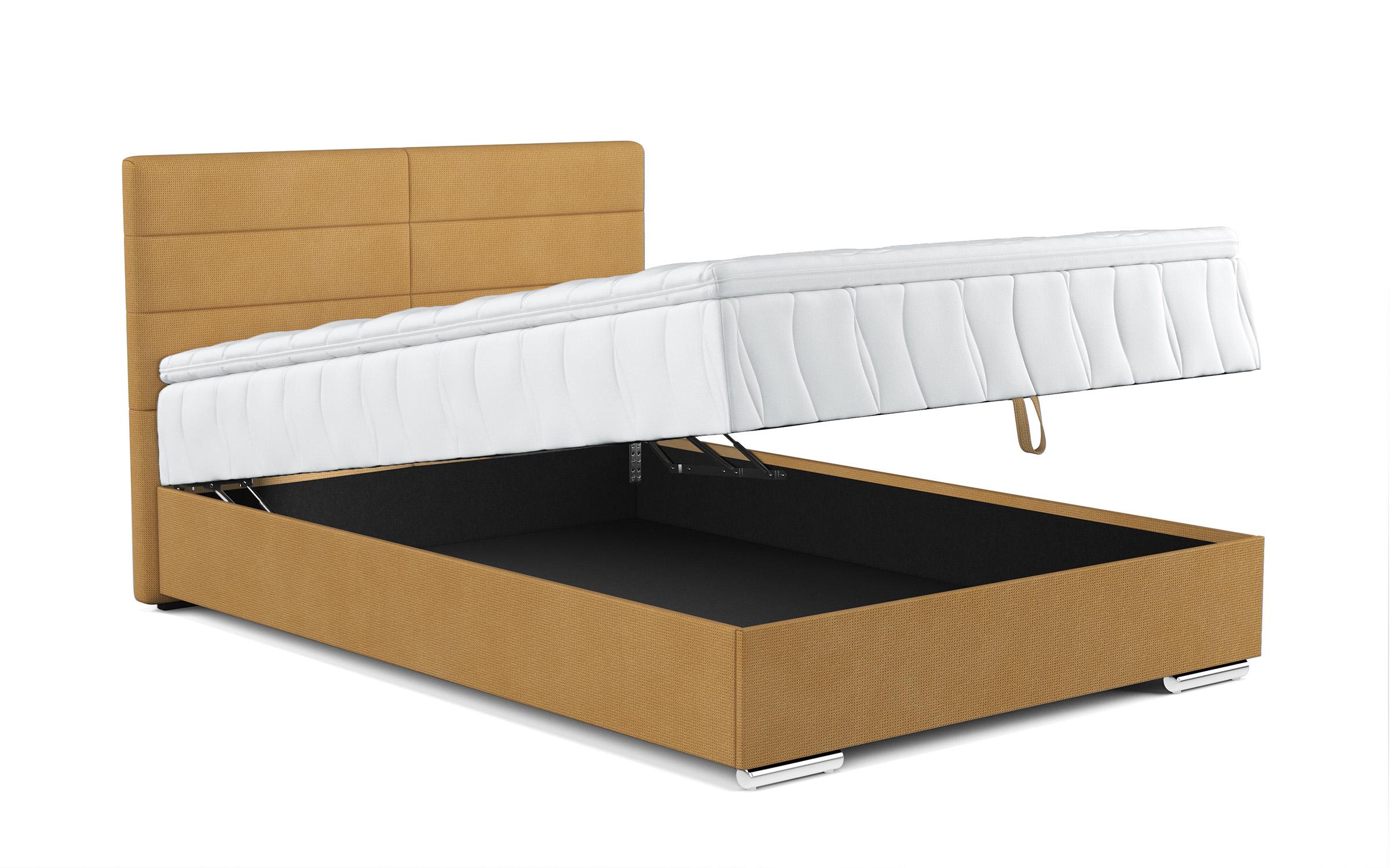 Double bed Box Spring + mattress topper 140/200 Vindy, mustard  6